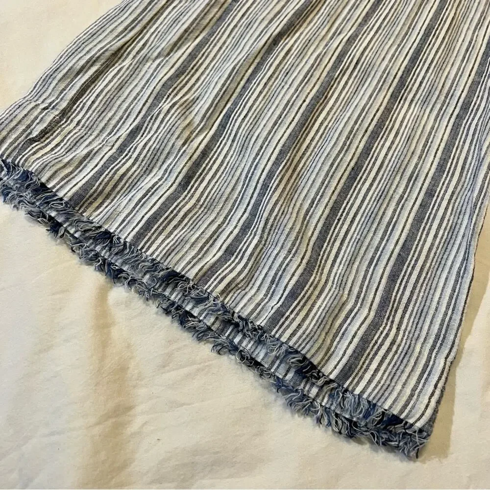 Cloth & Stone NWOT Striped Tie Waist Frayed Hem Wide Leg Crops sz M